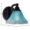 Paramount 1-Light Wall Sconce, Matte Black, 7" Teal Crystal Glass