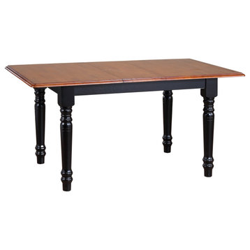60" Rectangular Extendable Butterfly Leaf Dining Table, Cherry/Black Wood