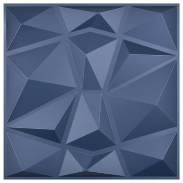 19.7"x19.7" Textures 3D Decorative Wall Panels Diamond Design, Set of 12, Blue