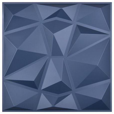 19.7"x19.7" Textures 3D Decorative Wall Panels Diamond Design, Set of 12, Blue