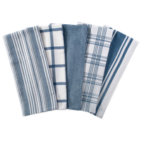 DII Assorted Stone Blue Woven Dishtowel, Set of 5