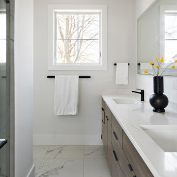 Two-Tone Functional Modern Kitchen in Newton, MA