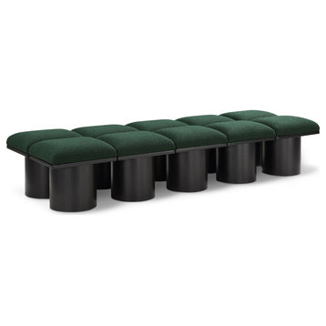 Pavilion Boucle Fabric Upholstered 10-Piece Modular Bench, Green, Black Finish
