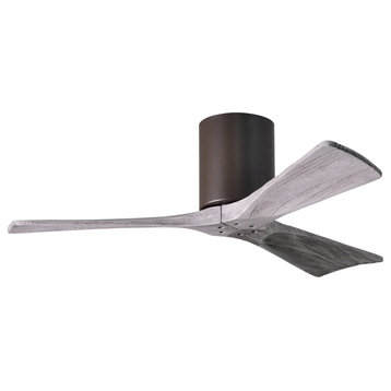 Irene3H 3-Blade Flushmount Fan With Barn Wood Blades, Textured Bronze, 42"