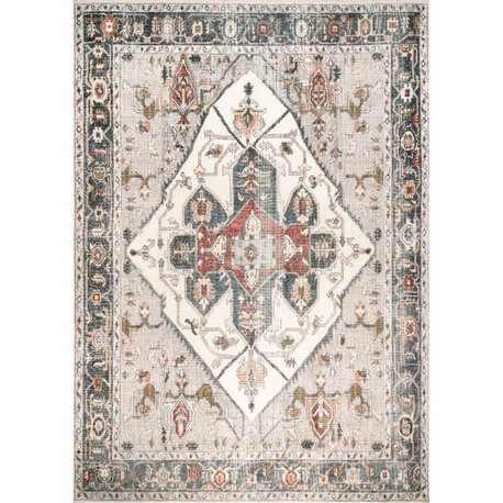 Nuloom Mali Machine Washable Traditional Medallion Area Rug, Beige 3'x5'