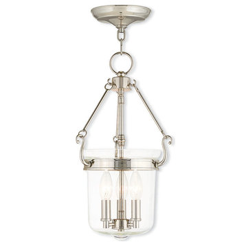 Pendant With Handcrafted Clear Glass, Polished Nickel