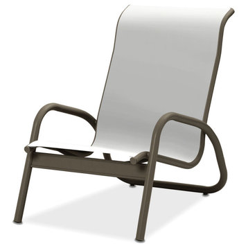 Gardenella Sling Stacking Poolside Chair, Textured Beachwood, White