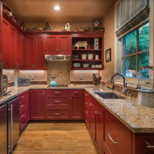red kitchen cabinets