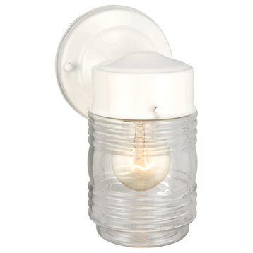 Design House 500181 Jelly Jar 8" Tall Outdoor Wall Sconce - White