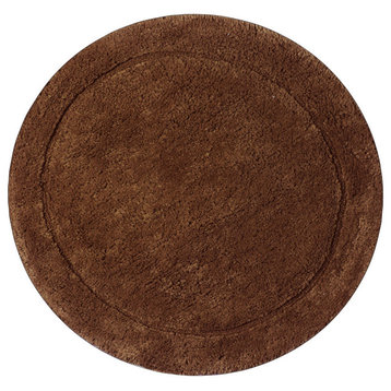 Waterford Absorbent Cotton and Machine washable Bath Rug 22" Round, Chocolate