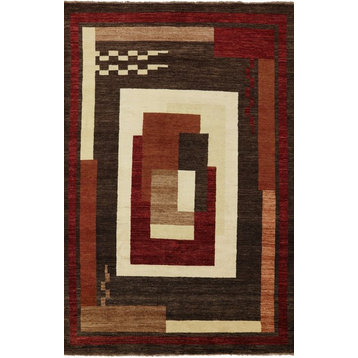 Hand Knotted 7x10 Oriental Gabbeh Area Rug, P4244