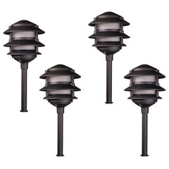 3W LED Low Voltage Mushroom Path Light Set of 4 (301BLK-LED