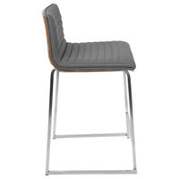 LumiSource Mara 26" Counter Stool, Walnut And Gray, Set Of 2
