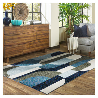 Sadie Art Deco Curved Layers Area Rug, 7'10
