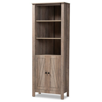 Baxton Studio Derek Natural Oak Finished Wood 2-Door Bookcase
