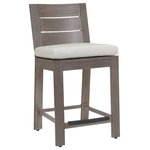 Sunset West Outdoor Furniture - Sunset West Laguna Barstool With Cushions, Cushions: Canvas Granite - Sold individually. Please reference secondary images to view selected cushion color | The Laguna collection offers a fresh take on modern living. The unique beauty of each piece and generous scale breathe an inviting personality into this collection. Laguna boasts a wide slat back, smart angles, clean lines and exceptional attention to detail. Laguna offers a generous range of deep-seating and dining pieces in its signature teak-inspired smooth finish, providing you with many options to set the stage for outdoor entertaining and relaxation.