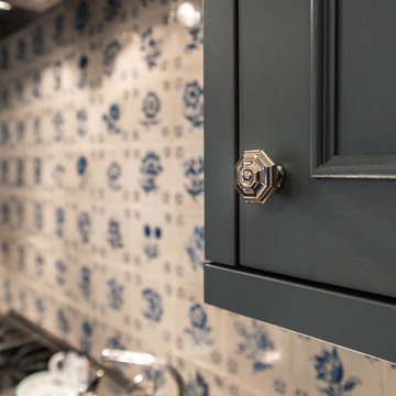 Details of Gray Beaded Inset Cabinetry