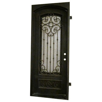 Saratoga 40"x96" Iron Door Square Top, Right Hand Inswing, Ice Glass