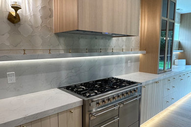 Example of a minimalist kitchen design in Seattle