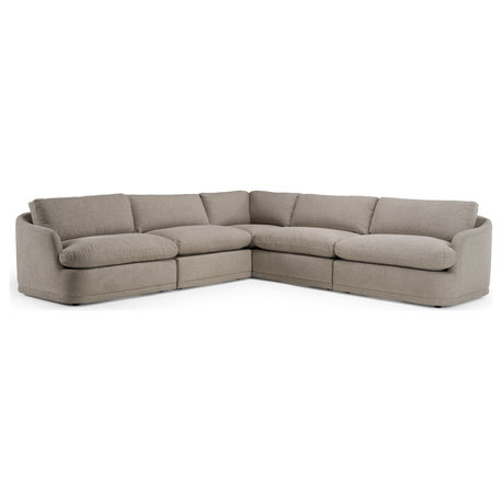 Divani Casa Chantry Modern Grey Sand Fabric Sectional Sofa