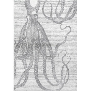 Novelty Octopus, Silver, 4'x6'