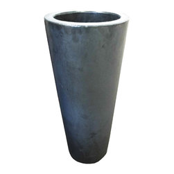 Glazed Tall Round Planter - Charcoal - Outdoor Plant Pots & Planters