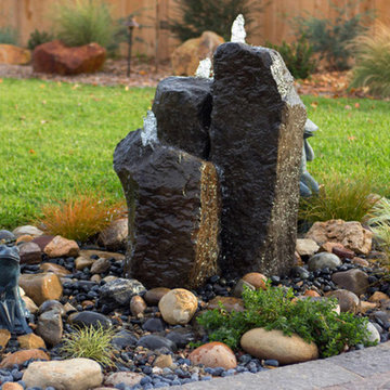Firepit & Pavers with Fountain at Sunset, Santa Maria CA