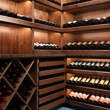 Luxury Wine Cellar with Custom Walnut Wine Racks | Deerfield, IL