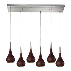 ELK Lighting - Lindsey 6 Light Pendant, Dark Walnut and Satin Nickel - Pendant Lighting