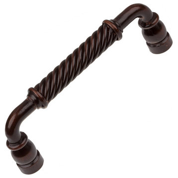 5" Screw Center Twisted Steel Cabinet Pull, Set of 10, Oil Rubbed Bronze