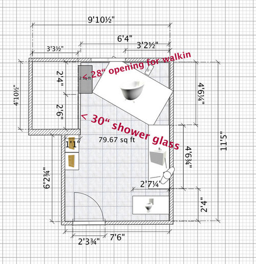 How wide should shower glass design for walkin shower area