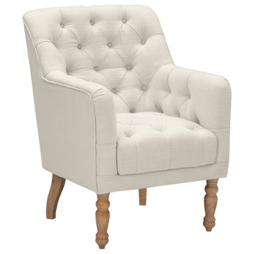 Rustic Manor Aadya Accent Chair Upholstered, Linen, Cream White