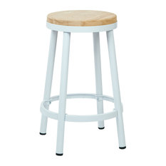 Office Star Products - Bristow 26" Metal Backless Barstool, White Finish Frame - Bar Stools and Counter Stools