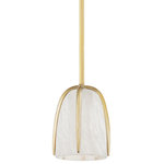 Hudson Valley Lighting - Wheatley 1-Light Pendant Aged Brass Finish - Smooth, curved metal arms cradle Spanish white alabaster shades giving Wheatley a soft, subtleness that works with any design style. Candelabra LEDs illuminate the alabaster and cast light down from the 7" pendant or up from the 22" pendant, semi-flush and sconce. Choose Aged Brass or Polished Nickel.