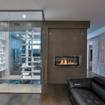 Contemporary Wine Cellar with Water Feature