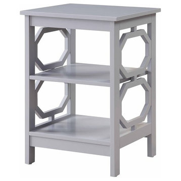 Convenience Concepts Omega Square End Table in Gray Wood Finish with Shelves