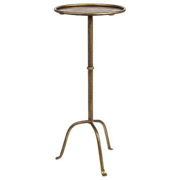 Metal Martini Cocktail Table, Antique Brass