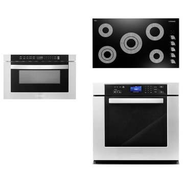 3PC Package, 36" Electric Cooktop 24" Microwave Drawer 30" Electric Wall Oven