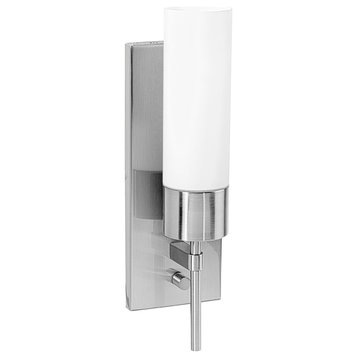 Access Lighting 50562 Iron 1 Light Wall Sconce - Brushed Steel / Opal