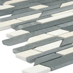 Grey and White ZigZag Stone Tile Mosaics - Home Accessories & Decor