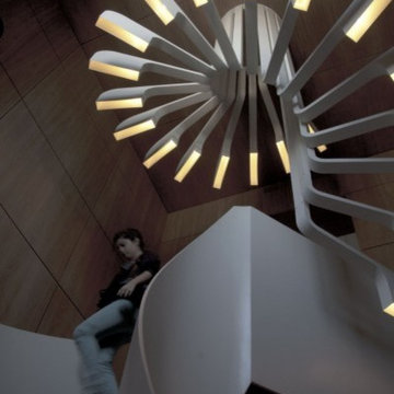 a unique spiral stairs - stair lights from PSLAB