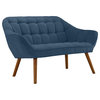Mid Century Tufted Linen Love Seat Sofa for Small Space Living Room, Blue