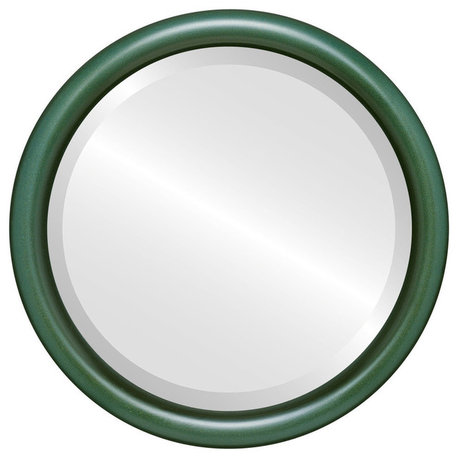 Pasadena Framed Round Mirror, Hunter Green, 25"x25"