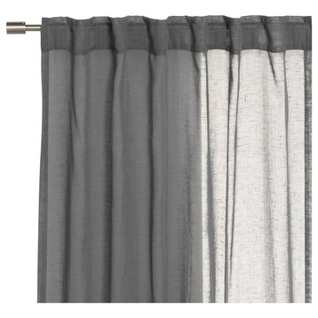 Sheer Linen Look Curtains, Dark Gray