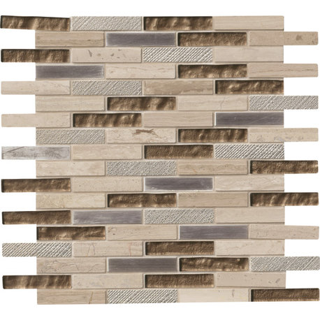 MSI SMOT-SGLSMT-8MM 1" x 3" Linear Mosaic Tile - Varied Glass - Diamante