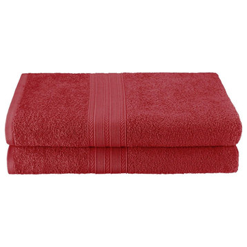 2 Piece 100% Cotton Ring Spun Bath Sheet Towel, Cranberry
