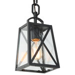 LALUZ - Black Modern 1-Light Outdoor Hanging Pendant Lighting - The sleek design of this exterior design merges the rustic beauty of a streamlined silhouette with the clean material combination of black metal and glass. If you want to add an unexpected layer of style for your exterior design, this modern classic exterior hanging light should not be missed.