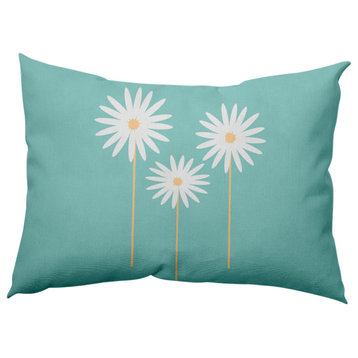 Floral Print Decorative Throw Pillow, Light Blue, 14"x20"