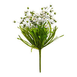 Shea's Wildflower - 18" Parchment Straw Flower Bush, White - Artificial Flower Arrangements