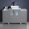 Torino Modern Bathroom Cabinets With Top and Vessel Sink, Gray, 48"